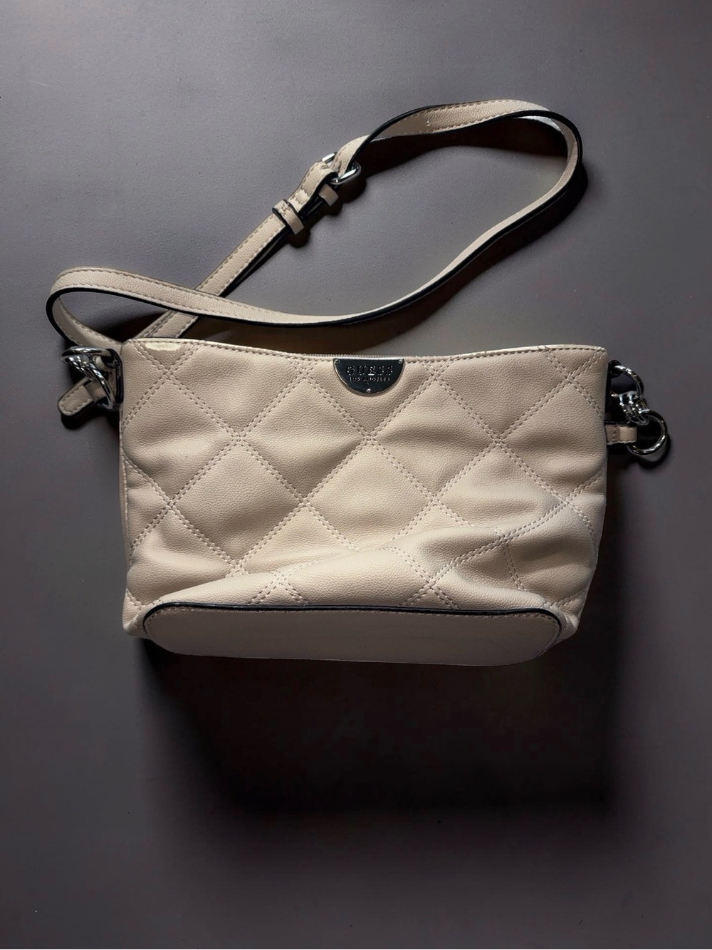 Guess Quilted Crossbody Bag in Light Beige